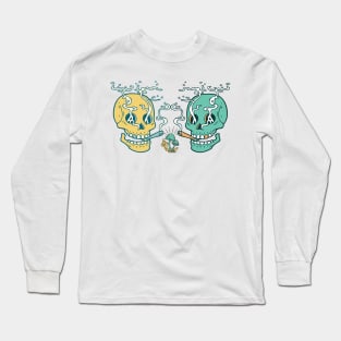 Weed Smoking Skull Long Sleeve T-Shirt